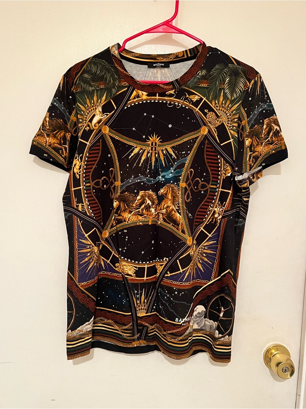 Balmain Black & Gold Baroque Constellation Tee